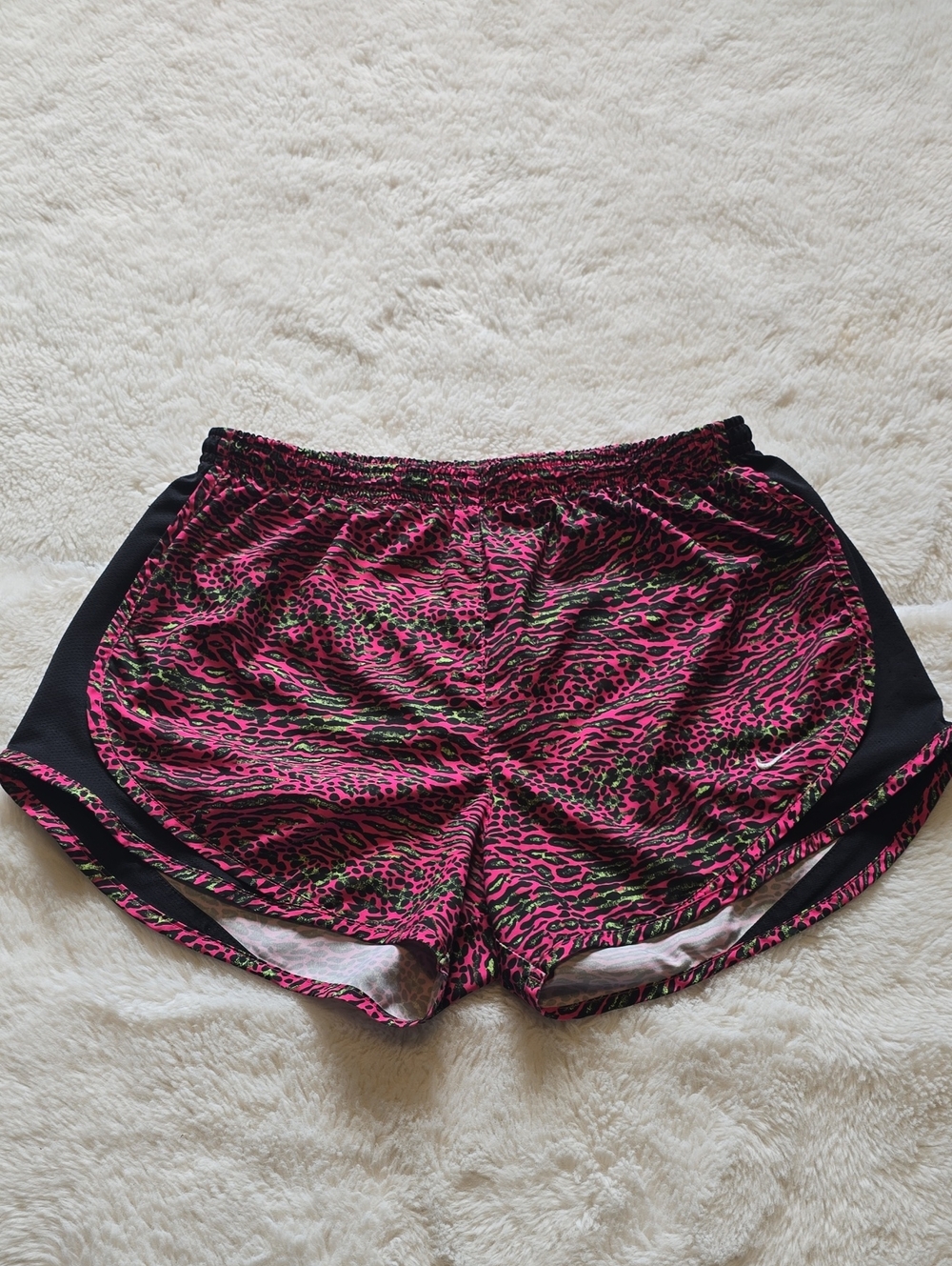 Nike Women's Hot Pink Leopard Print Athletic Shorts with Black Trim